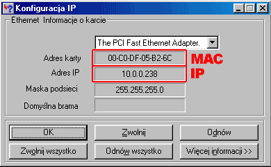 ip i mac pod WindowsXP/2k
